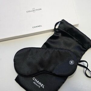 CHANEL Black Satin Eye Mask with Pouch